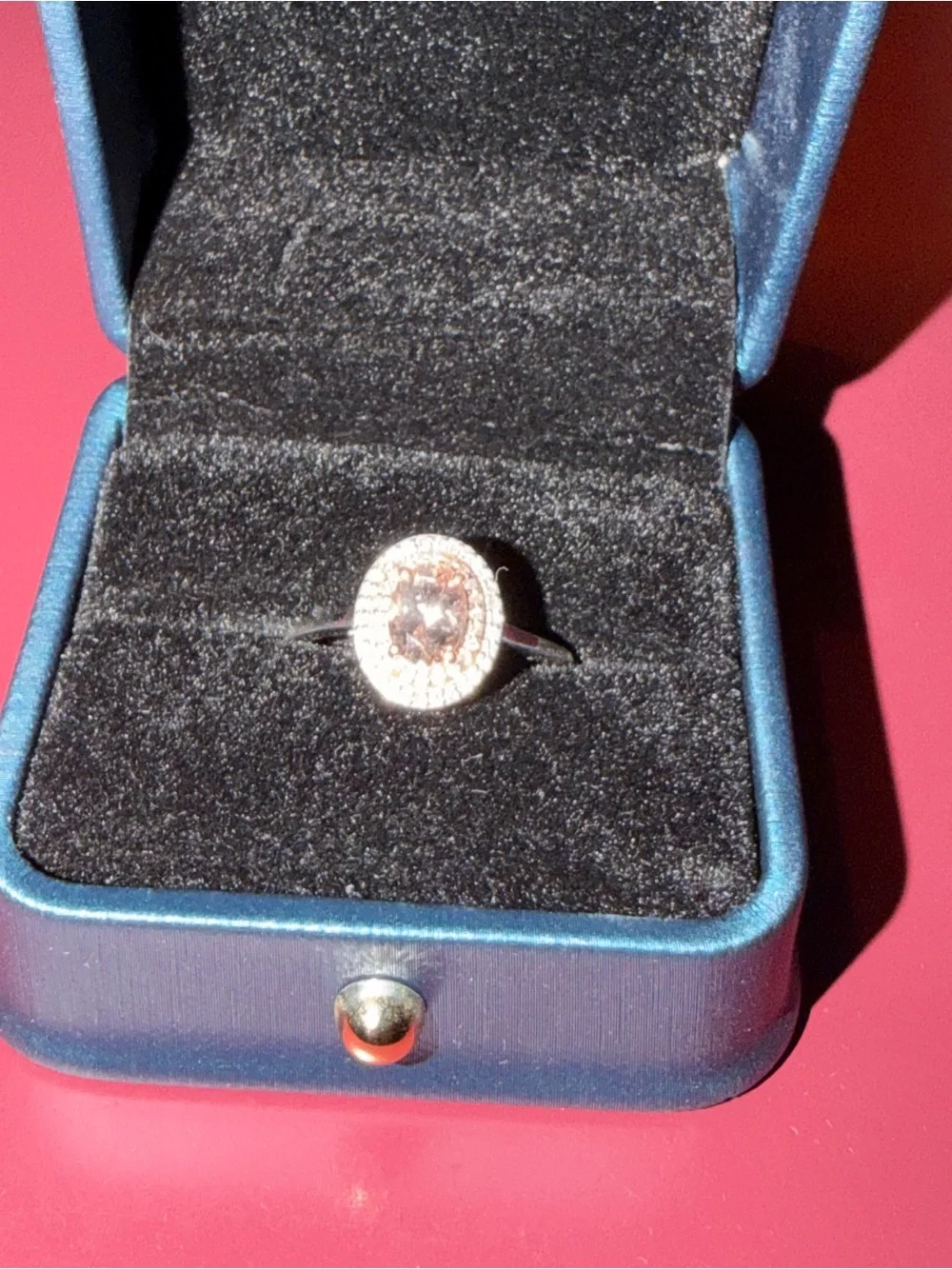 Beautiful Natural Morganite and Diamond Halo Ring 10k White Gold - Picture 1 of 8